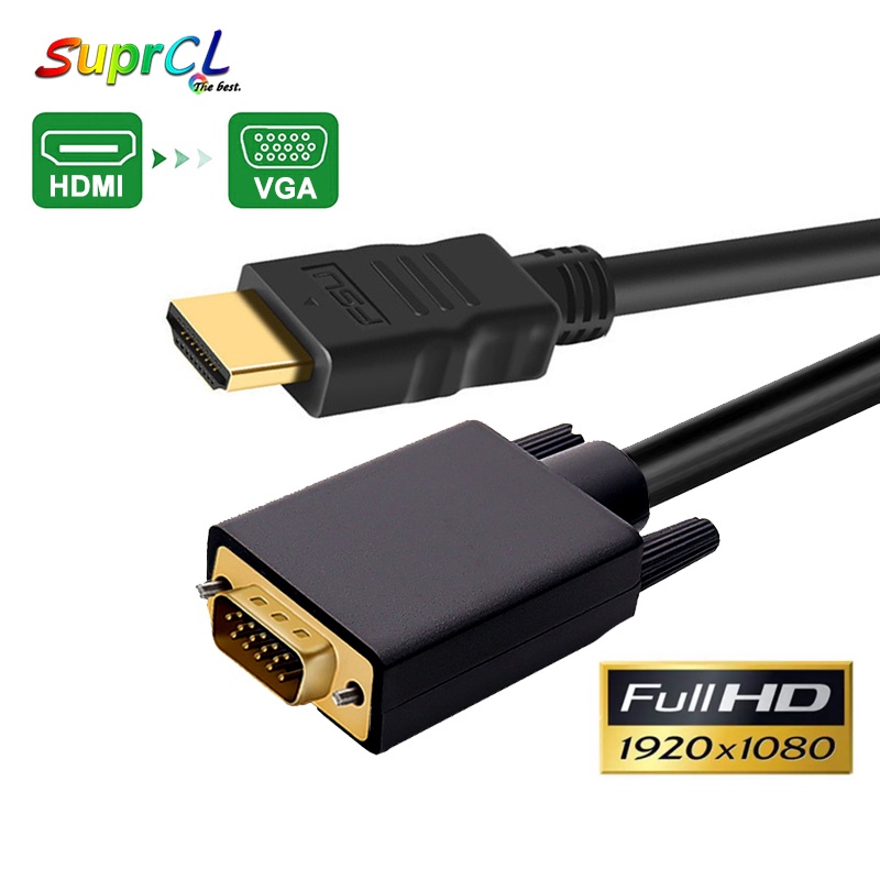 HDMI To VGA Cable Male To Male Drive-free 1080P With Chip 6 Feet Cable