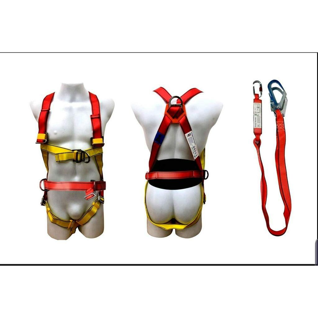 Omaga Full Body Harness with Back Support and Double Lanyard with Shock