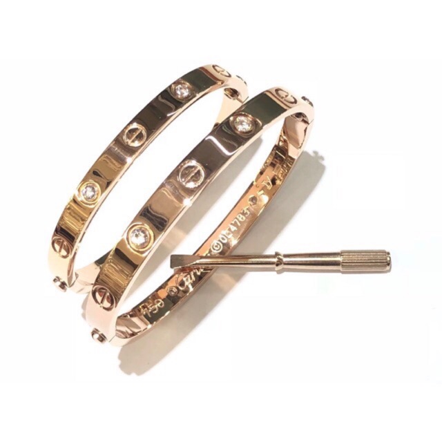 Cartier with screw bangle with stone Rose gold