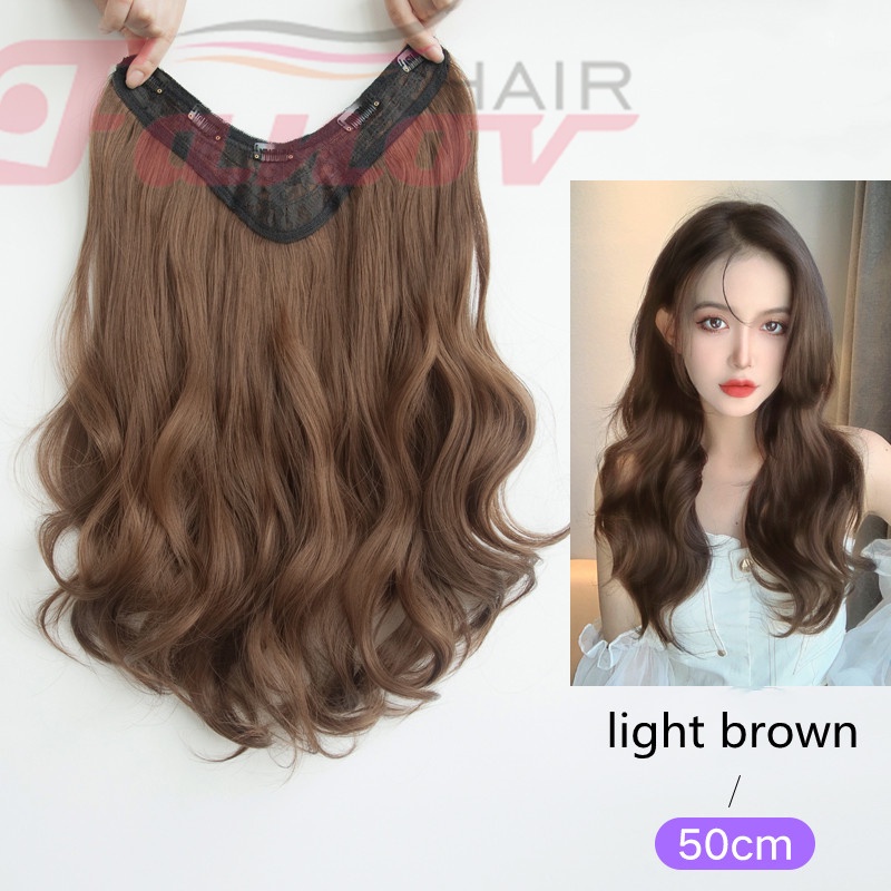 Fanov Long Curly Women Clip In Hair Extensions Black Brown High ...