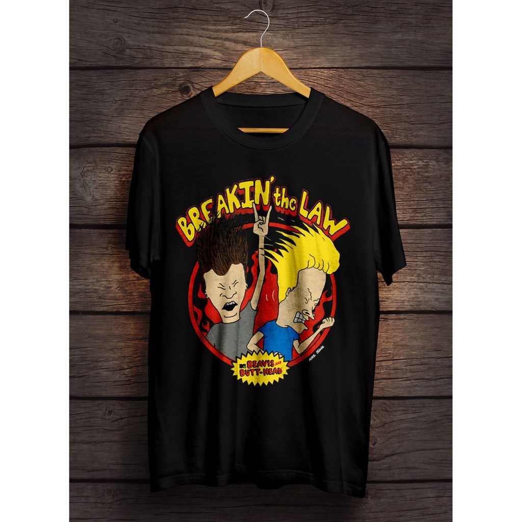 Insrare Beavis And Butthead Gray Vintage Breakin The Law 8 Cartoon New Loose Top Tee Sports Men 