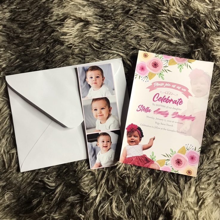 Floral Theme | Baptism | Invitation Card | Free Layout | 4R | Shopee ...