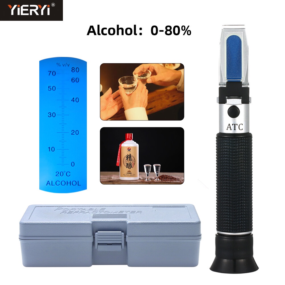 yieryi Alcohol Refractometer Liquor Alcohol Content Tester 080 V/V