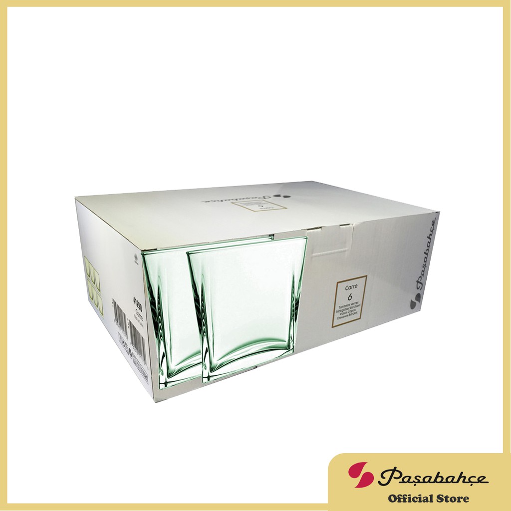 Pasabahce Carre Rock Coloured Glass 310cc, Set of 6 (Green) (41290G ...