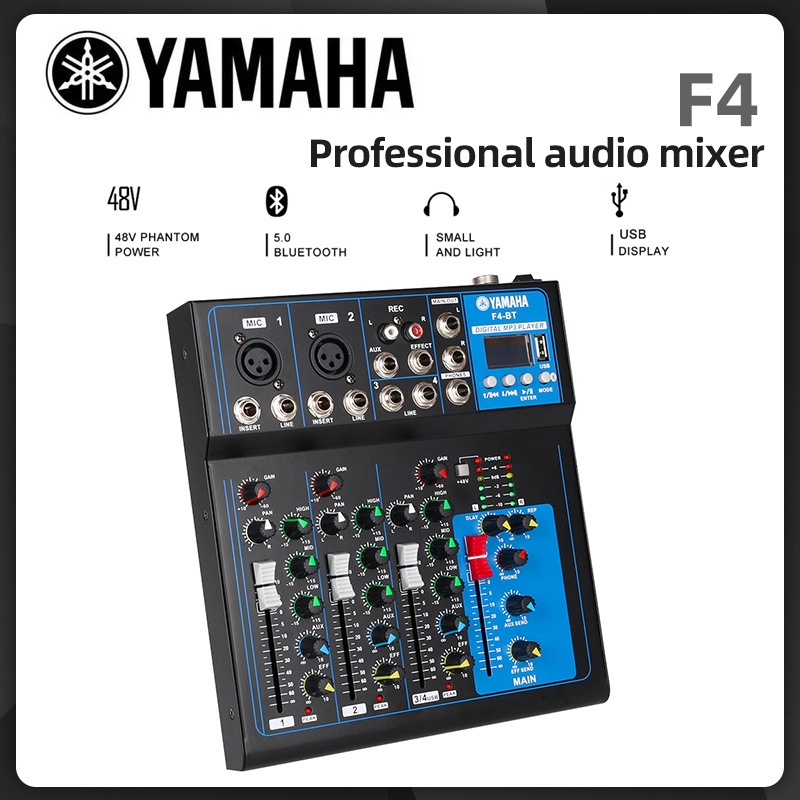 Yamaha 4Channel F4 With Bluetooth USB Sound Mixer Audio Mixer For Live Streaming Show wwN
