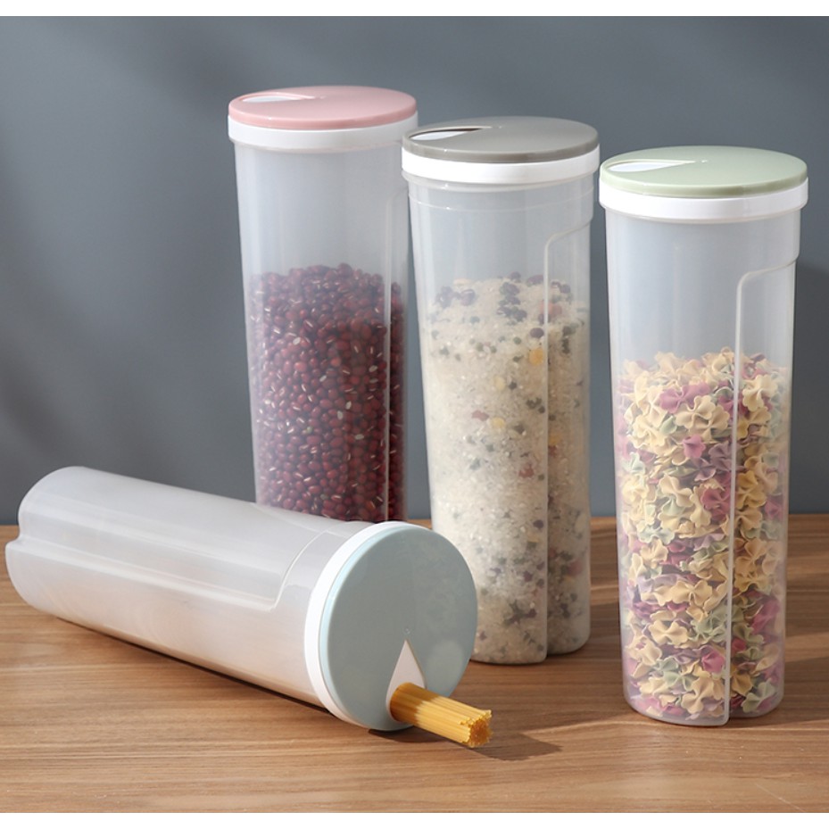 Cylinder Shaped Noodle Container Spaghetti Canister Cereal Crisper Nuts ...