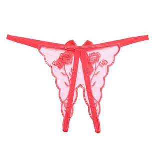 ELLSWORTH Transparent Sex Thongs Bow T-Pants Women Panties Open