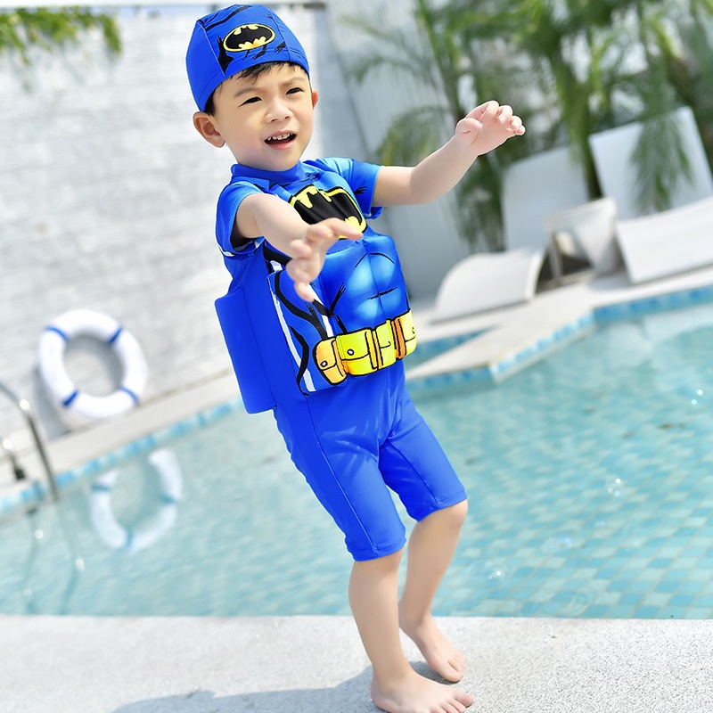 Cartoon Children s printed buoyancy swimwear boys and girls swimwear floating clothing Batman Spiderman swimsuit fzc039