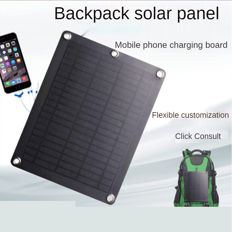5W solar panel Student Backpack 5V mobile phone charging power
