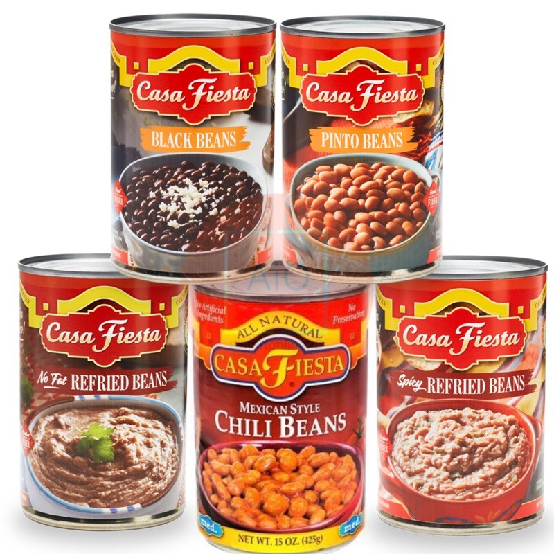 Casa Fiesta Beans Pinto, Mexican Chilli, No Fat Refried, Black, Spicy