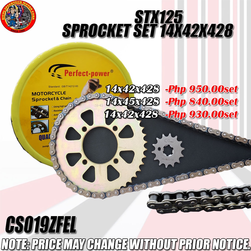 STX125 SPROCKET SET 14x42x428 PERFECT POWER (CS019ZFEL) | Shopee ...