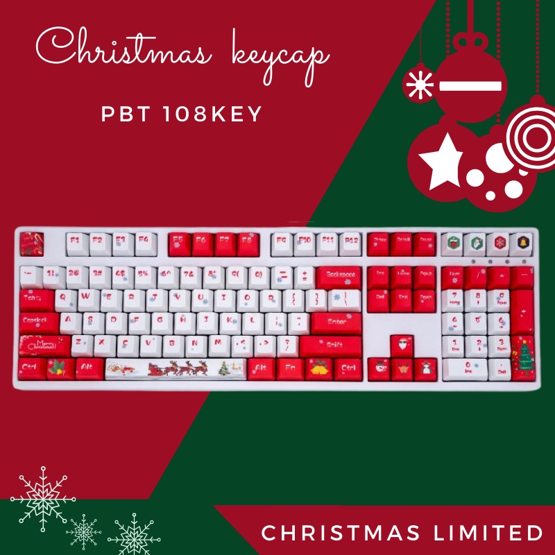 Christmas Theme Keycaps 104 Keys OEM Profile PBT Dye- Sublimation for ...