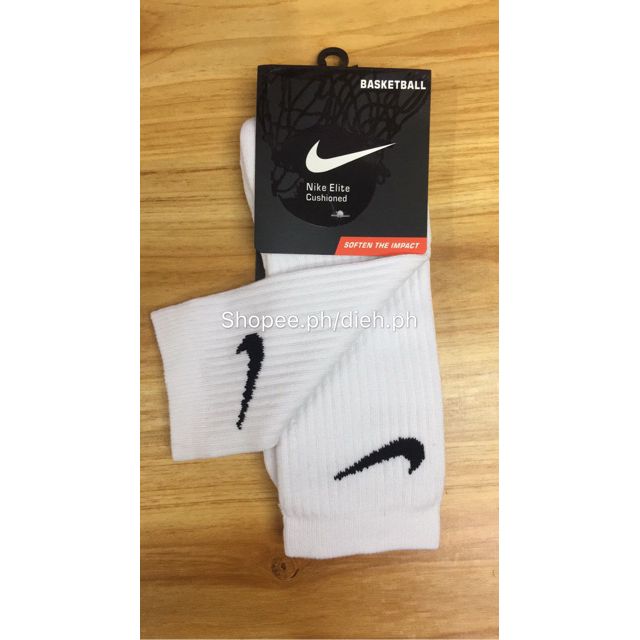 nike plain white side by side check basketball socks Shopee