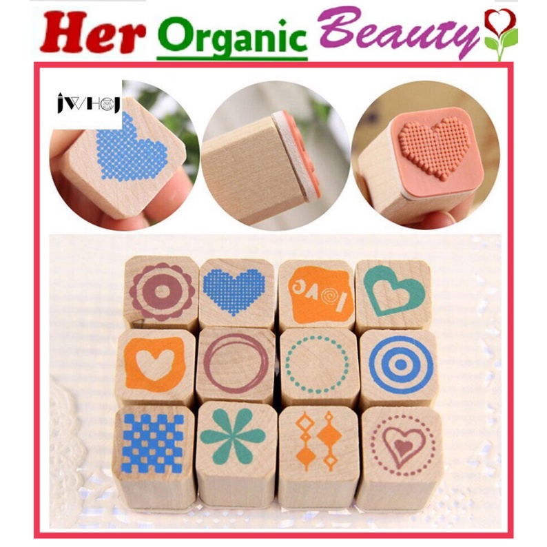 Sold per Piece Square Wooden Stamps with PATTERNS Design EZNG | Shopee ...