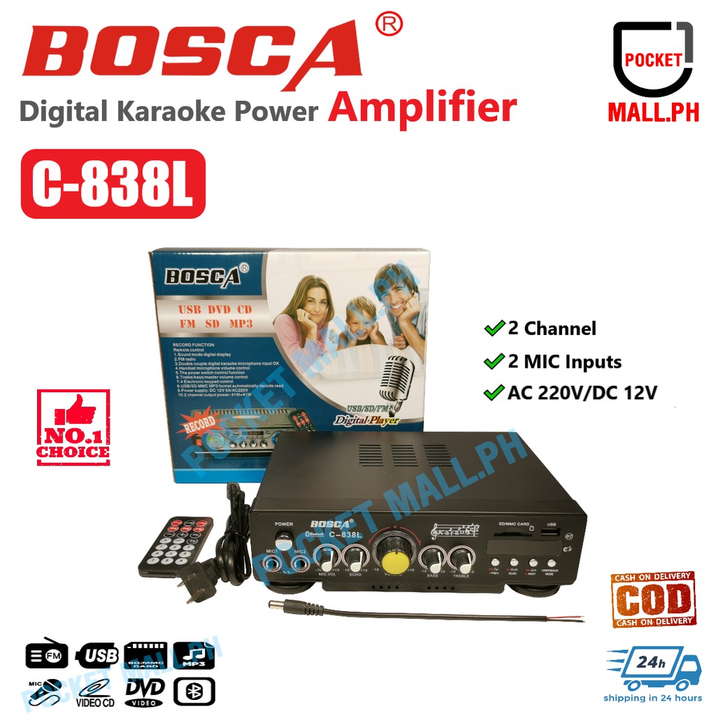 BOSCA C-830L/C-831L/C838L Digital Player Bluetooth Amplifier USB/SD/TF ...