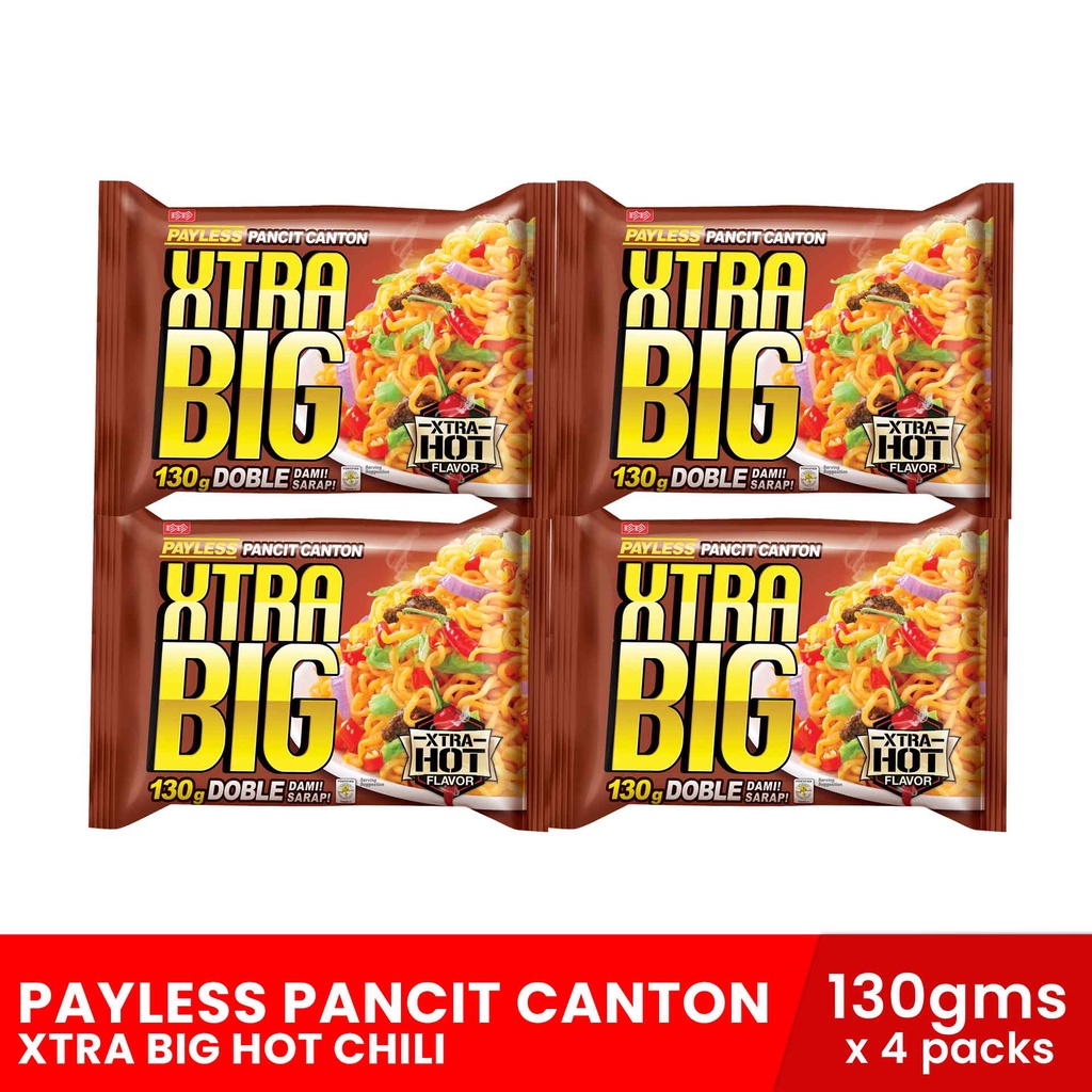 PAYLESS Xtra Big Pancit Canton Xtra Hot 130gx 4 packs, instant noodles ...