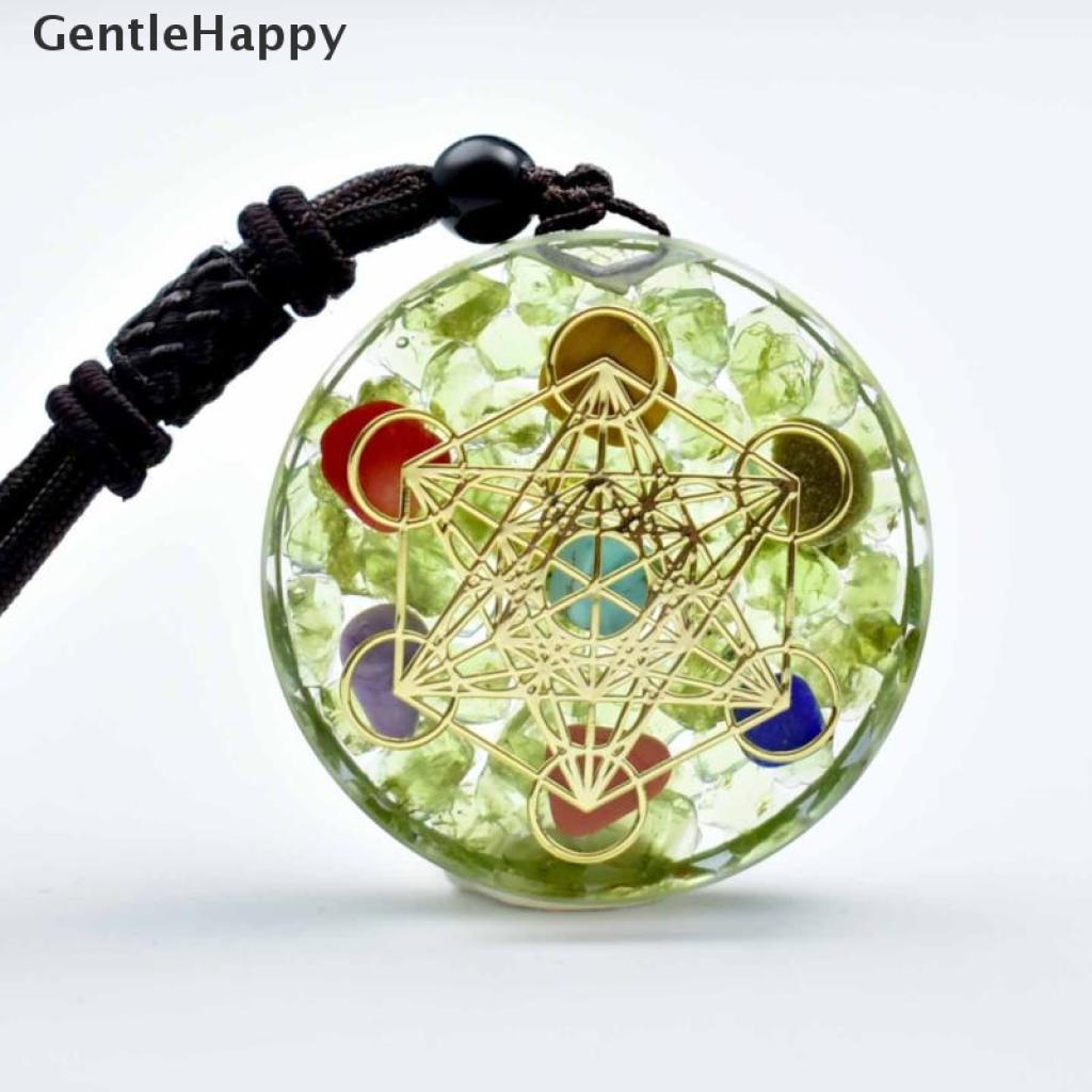 GentleHappy Orgonite Pendant Necklace Metatron Cube Resin Pendant