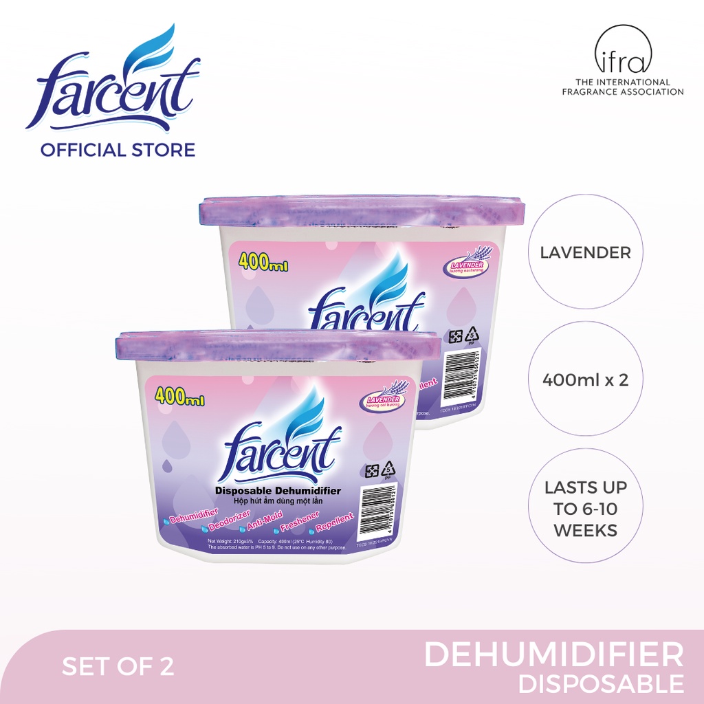 Farcent Disposable Dehumidifier Lavender Set of 2 (400ml each