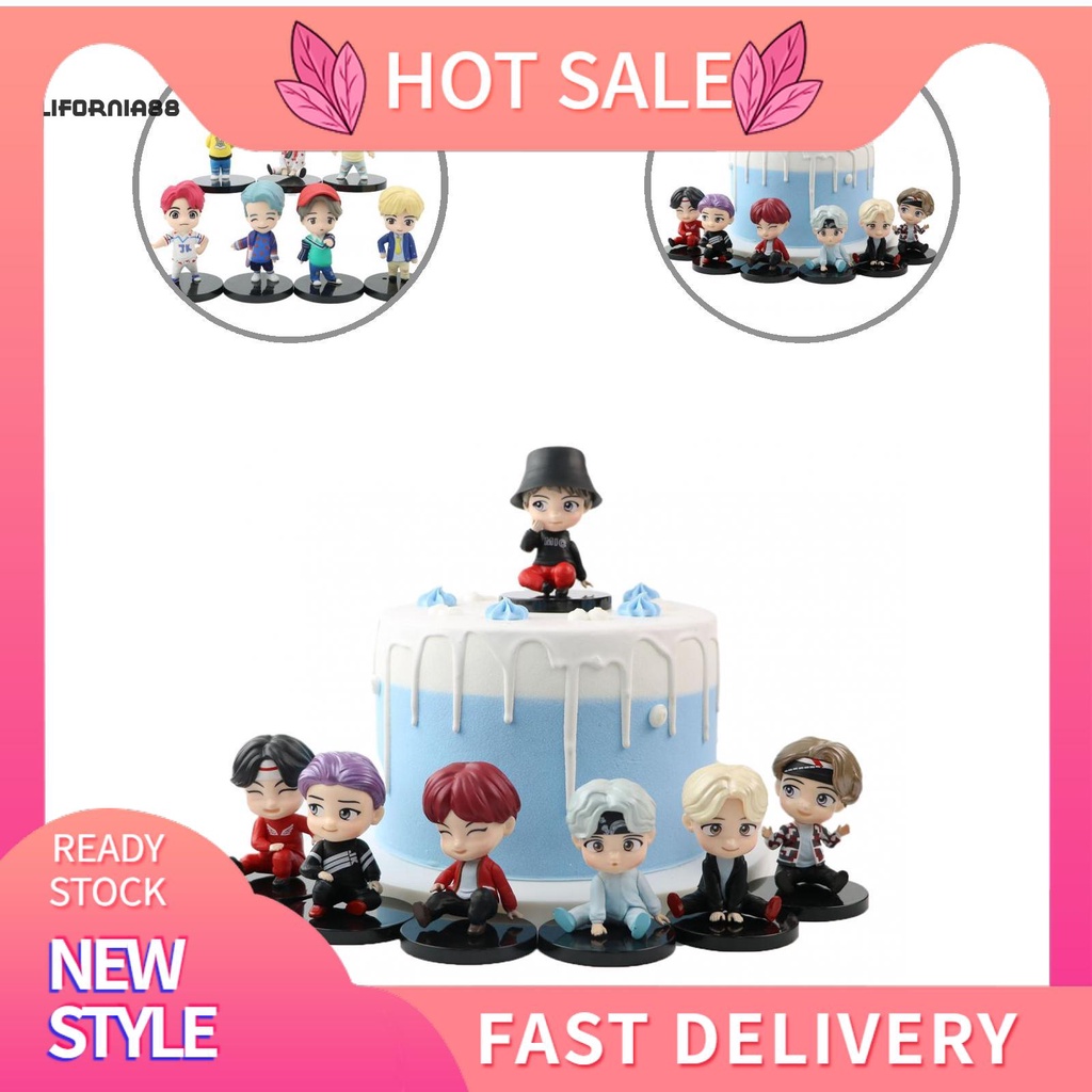 CAF -- 7Pcs BTS Doll Model Cartoon Anime Bangtan Character Figures ...