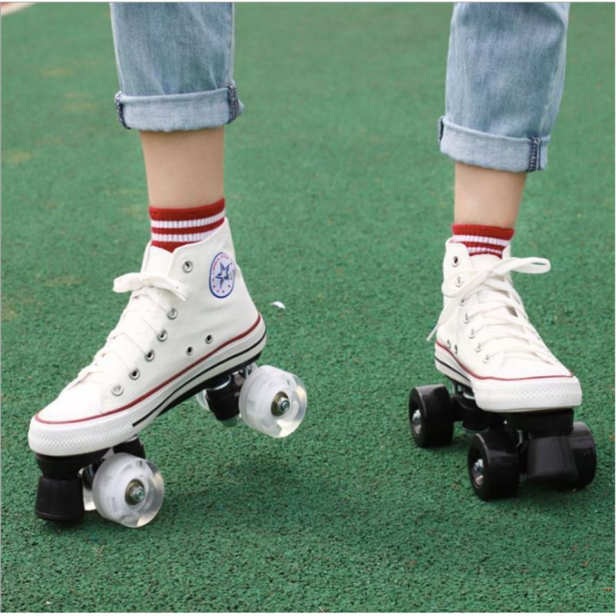Canvas roller skates adult double roller skates four 4 roller skates