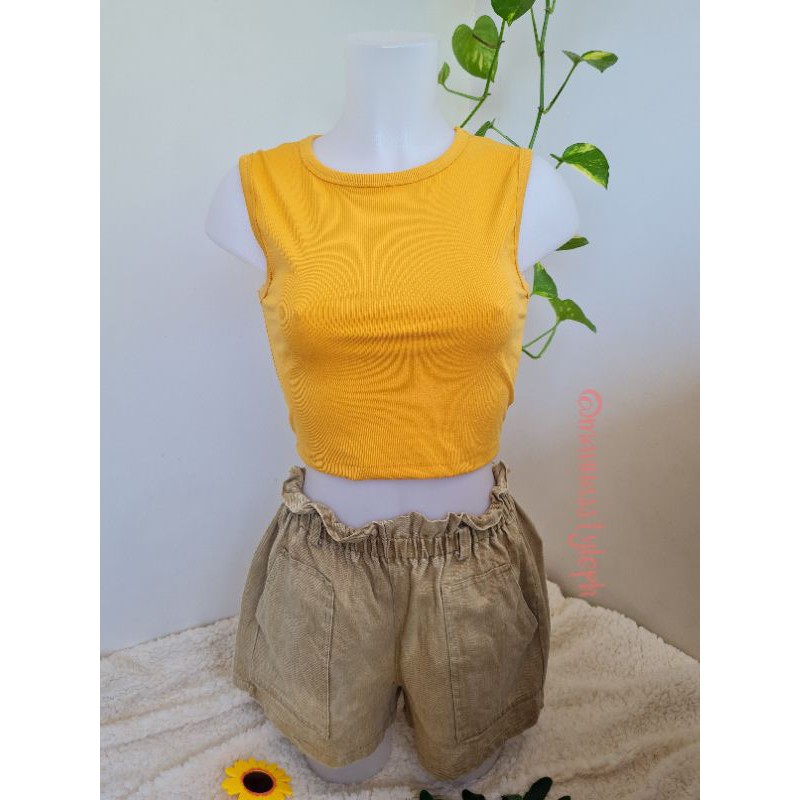 Cute yellow crop store tops