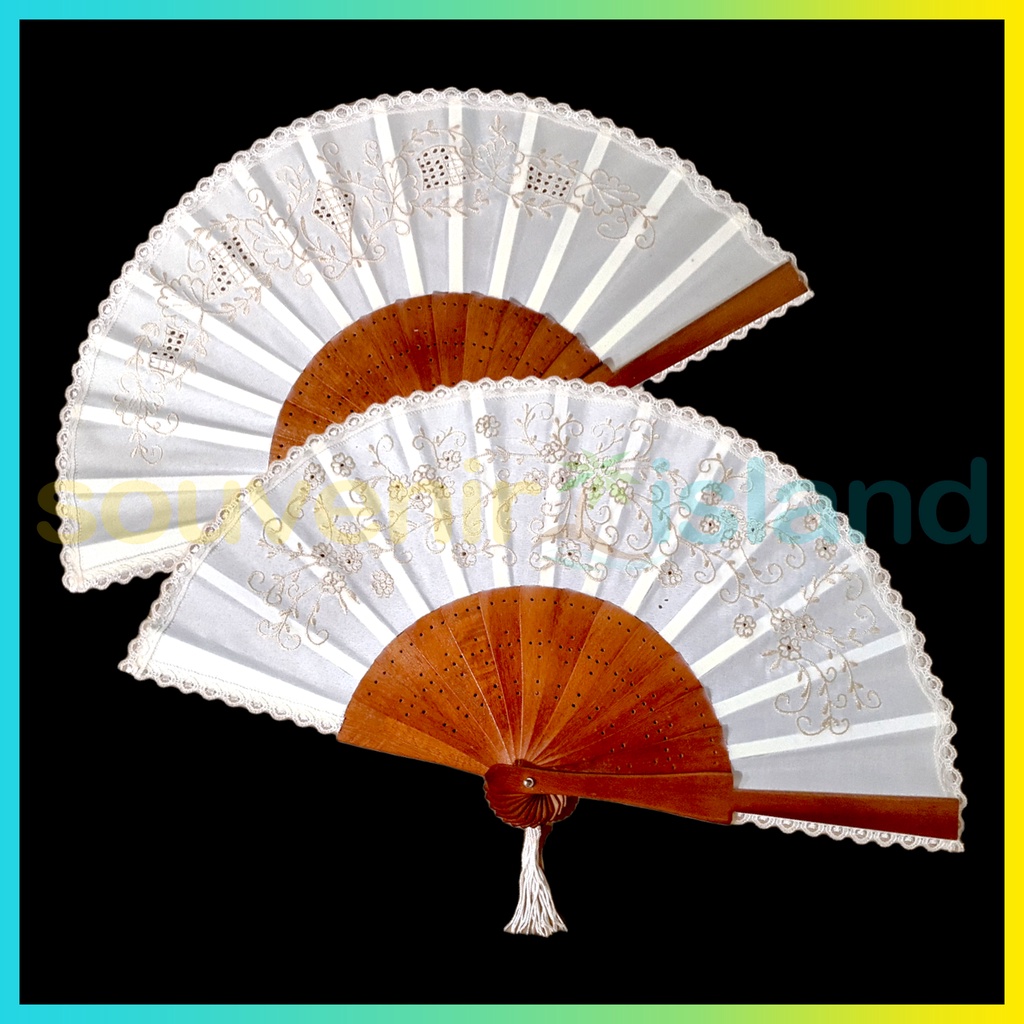 (CHIFFON) Embroidered Hand Fan Native Philippine Souvenir | Shopee ...