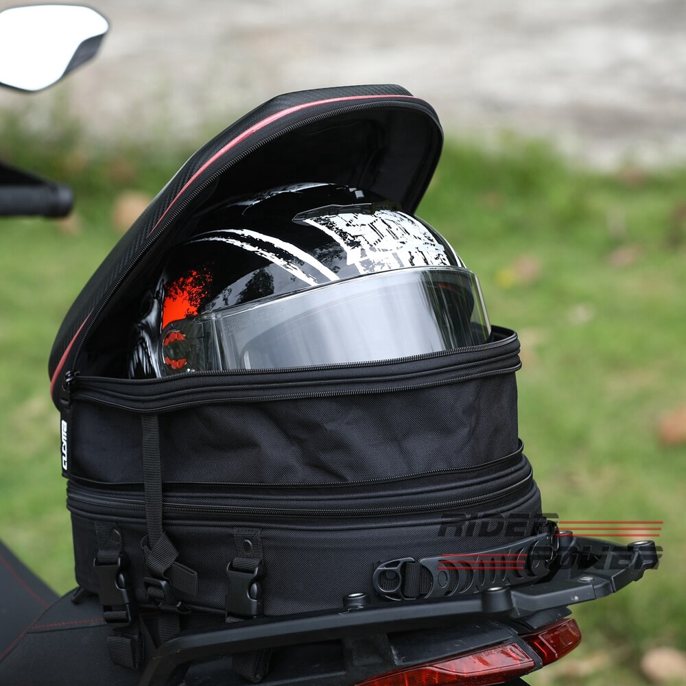 Motorcycle Scooter Saddle Bag Tank Tail Bags Rear Pack Backpack Helmet Bag Waterproof Carbon Fiber