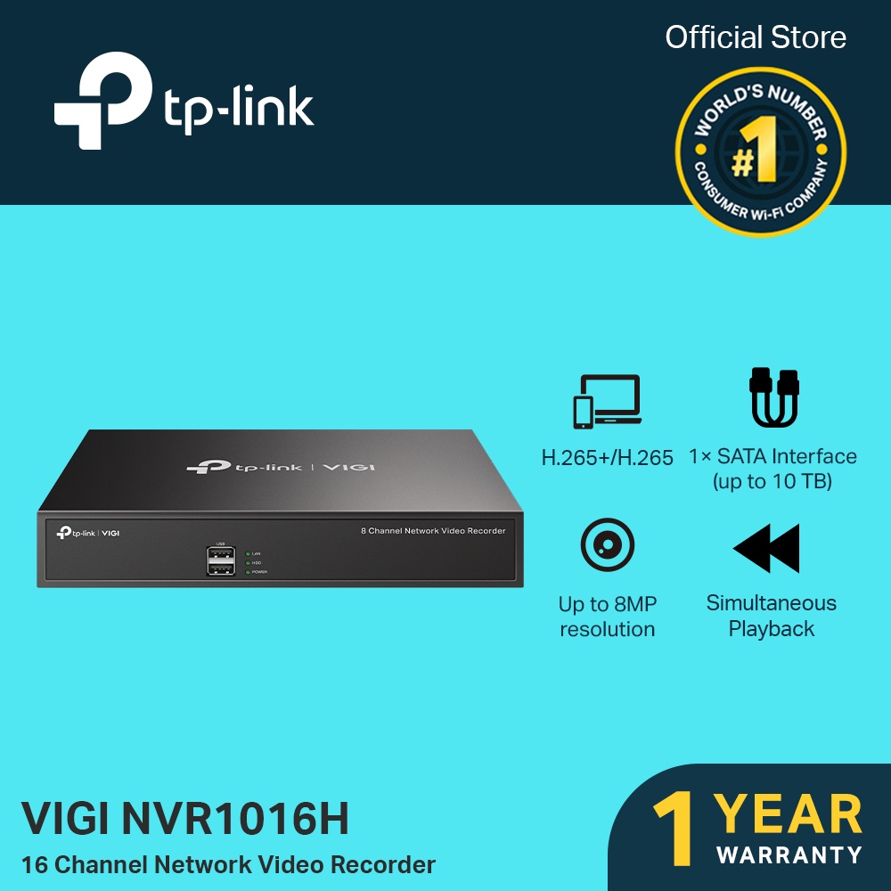 TP-Link VIGI NVR1016H 16 Channel Network Video Recorder CCTV NVR ...