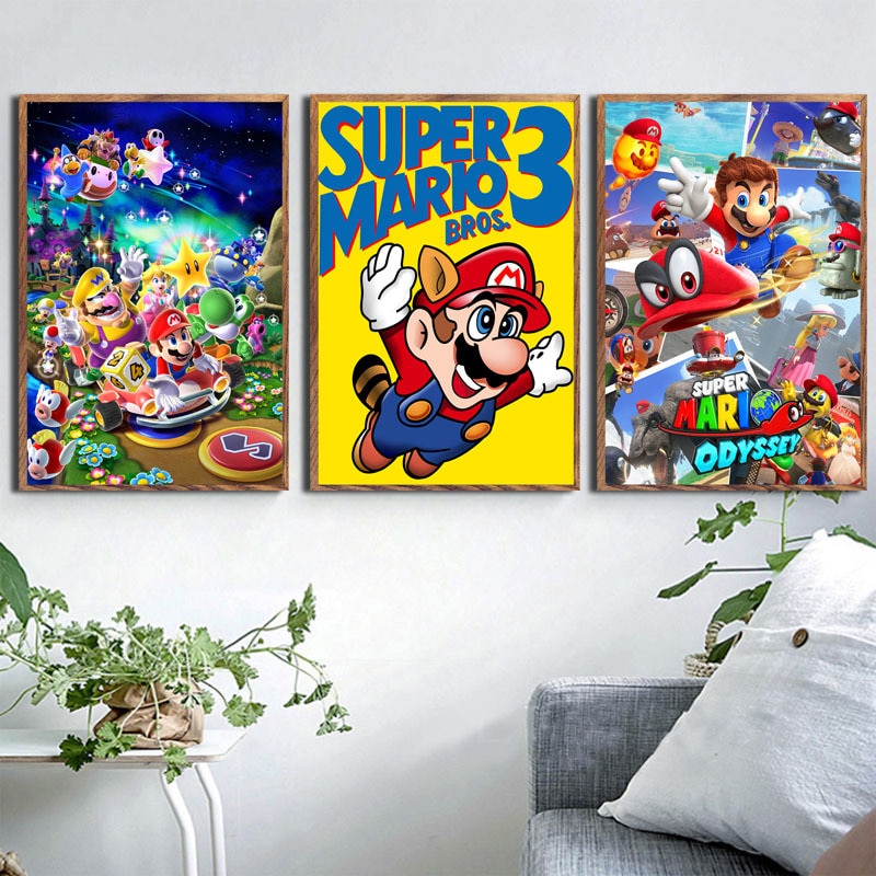 Super Mario Video Game Hot Art Painting Vintage Canvas Poster Wall Home ...