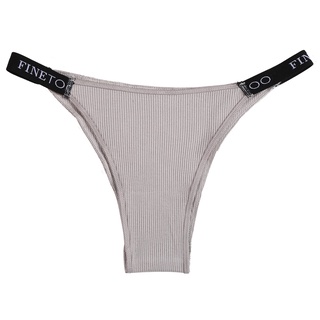 Finetoo Women Thong Sexy Cotton Panty Underwear Woman Cross Letter Waist  G-String Femme Brief Girls