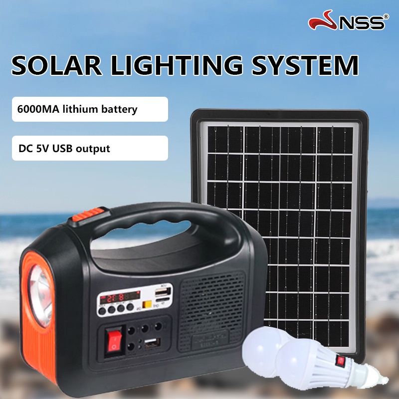 NSS 6000 mA Solar lighting system With bulb rechargeable portable lamp ...