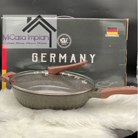 K&I Germany 32cm Die Cast Stone Granite Non Stick Induction Wok Pan ...