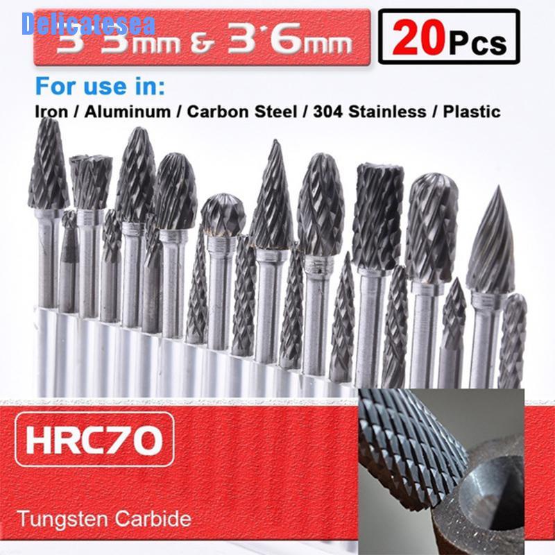20pcs 3mm Tungsten Carbide Drill Bits Set – PCB CNC Rotary Burr Die Grinder Tool