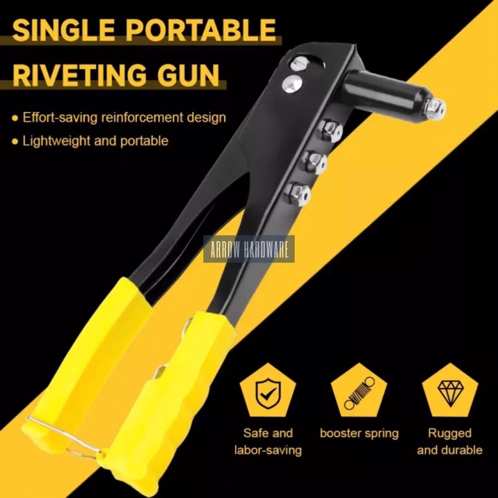 1PCS Pop Rivet Gun Yellow Steel Iron Hand Riveter Blind Gun Shopee