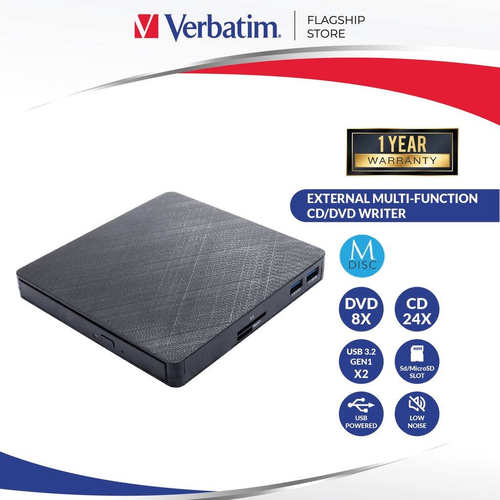 Verbatim CDR-66717 External Multi-function CD/DVD Writer | Shopee ...