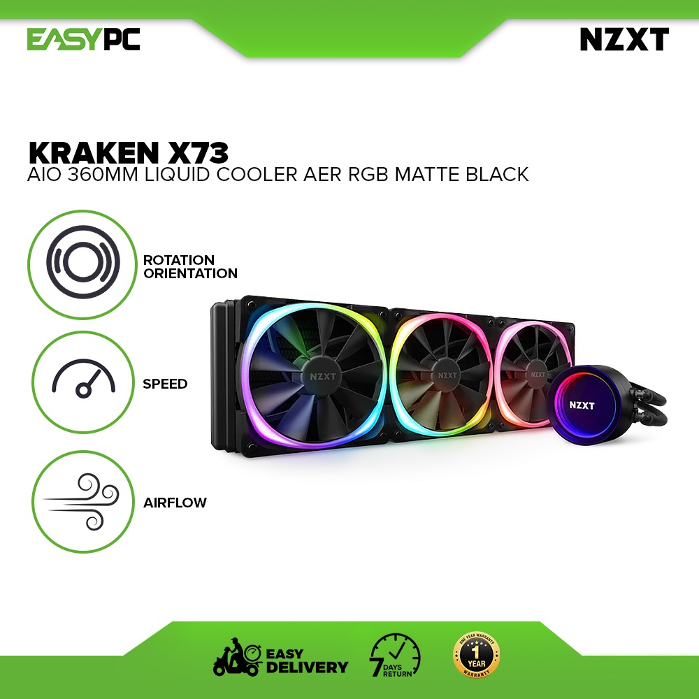 EasyPC NZXT Kraken X73 AIO cpu liquid cooler 360mm Matte Black and