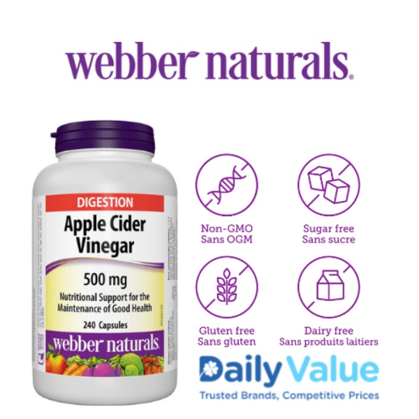 ber Naturals Apple Cider Vinegar 500mg, 240 capsules (04/2025 expiry) Shopee Philippines