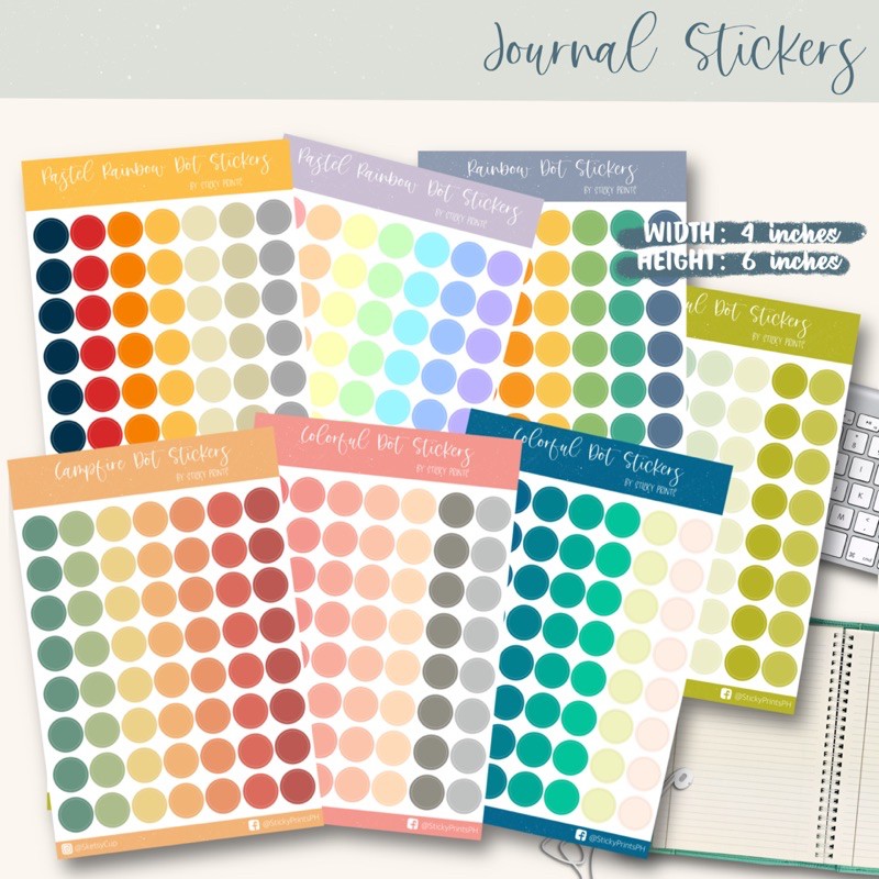 Journal Sticker | Dot Sticker Sheet | Pastel Color | Beautiful Color ...