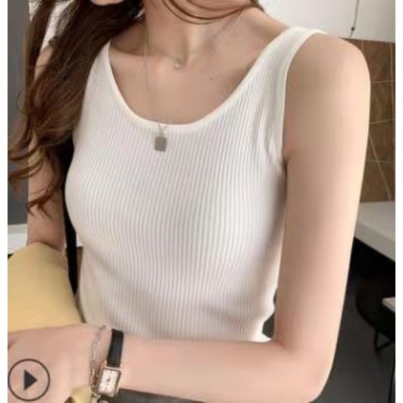 2024 Summer Spring Sleeveless Korean Trendy Tops Knitted Crop Top   234625535df92b8dd31b3d09ce2622fd