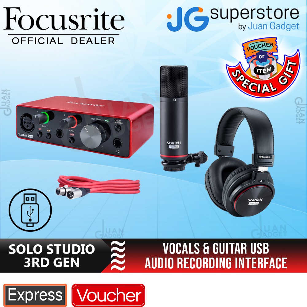 Focusrite Scarlett Solo Studio 4th / 3rd Gen USB Audio Interface with