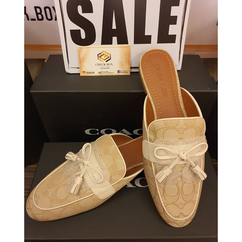 Coach Shoes Coach Stassi Signature Jacquard slide Shopee Philippines