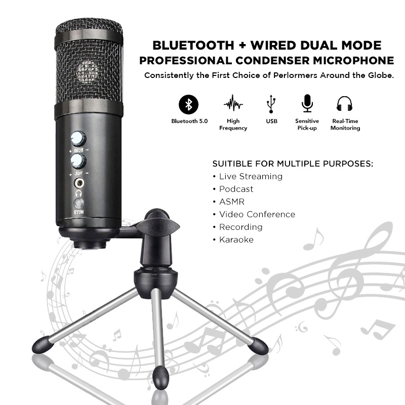 USB Condenser Desktop Microphone Studio  Recording ASMR Live  Broadcast