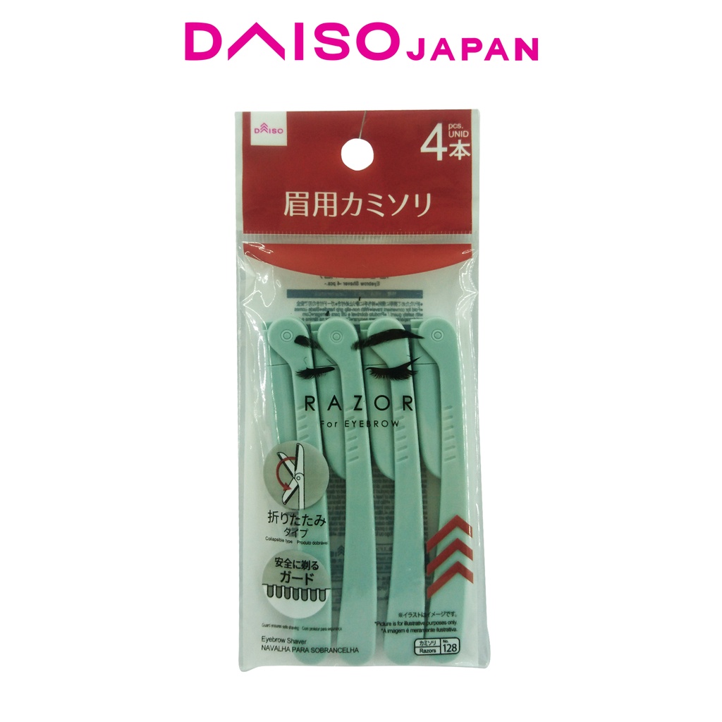 Daiso Blue Foldable Eyebrow Razor 4 pcs | Shopee Philippines