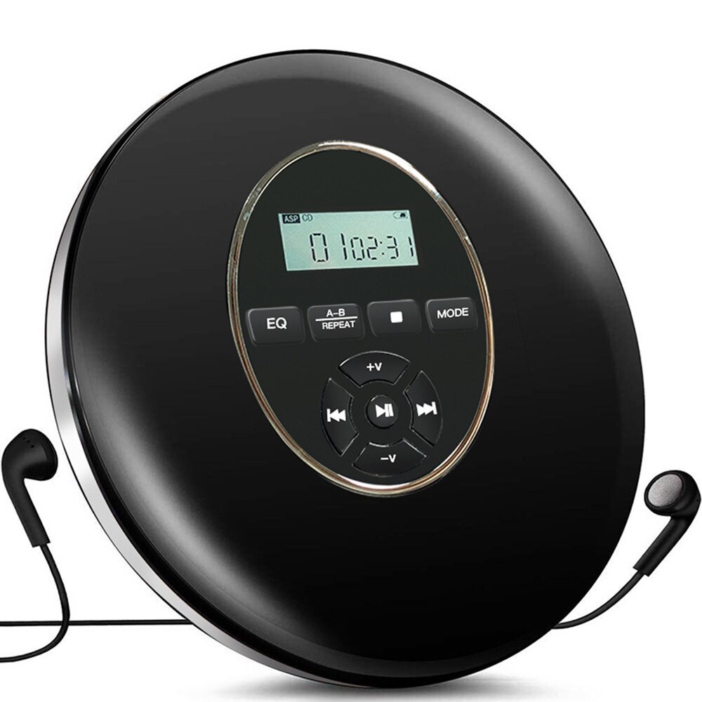 Round Style Portable CD Player Headphone HiFi Music Reproductor CD Walkman Discman Player With