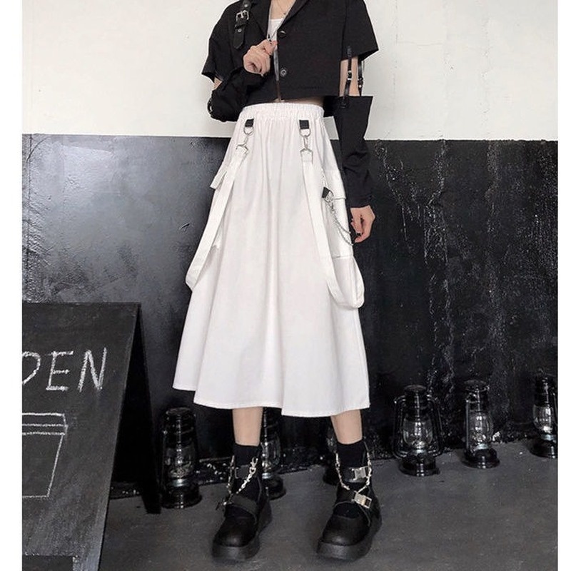 Women Long Streetwear Casual Skirt Spring Autumn Fashion Cargo Chain ...