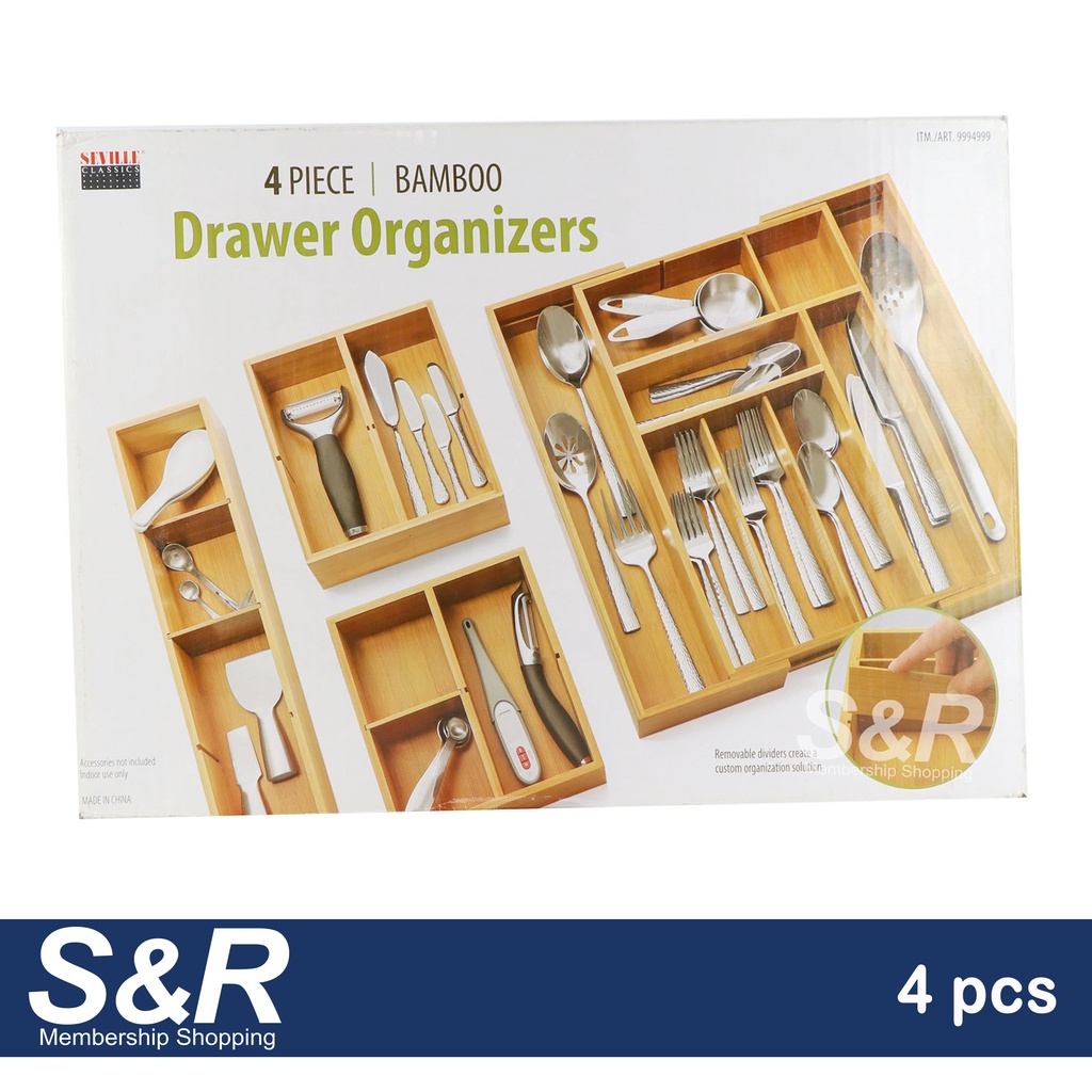 Seville Classics 4Piece Bamboo Drawer Organizers 1 set Shopee