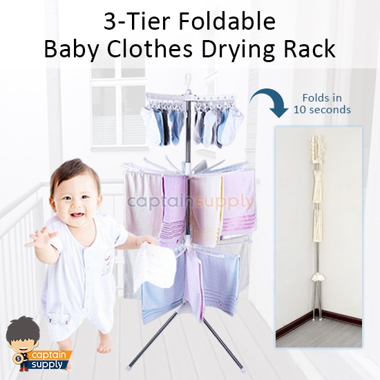 3-Tier Foldable Baby Clothes Drying Rack | Shopee Philippines