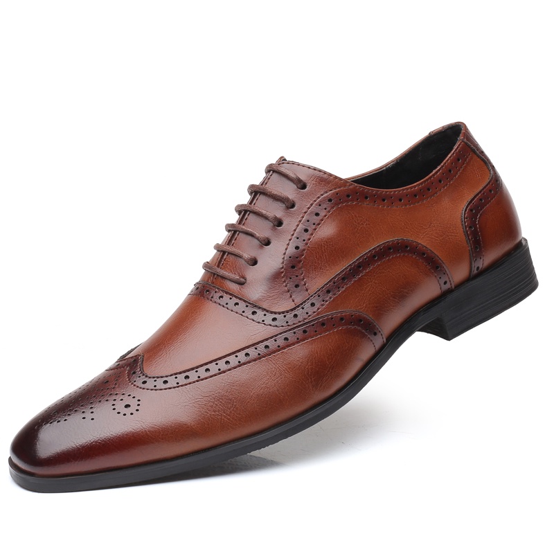 Handmade Men Dress Shoes Genuine Leather Formal Derby Shoes Black Brown Pointed Business Office Work Lace Up Male Size 38 48
