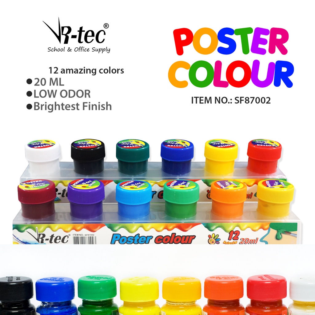 Rtec Color poster paints 12color washable paint school supplies