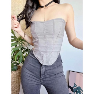 Nefrity Backless Corset/Trendy Tube Top/Sexy Self Tie Back Corset